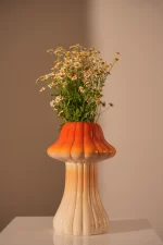 Vase Toadstool 1 Lines 28.5cm orange - Image 2