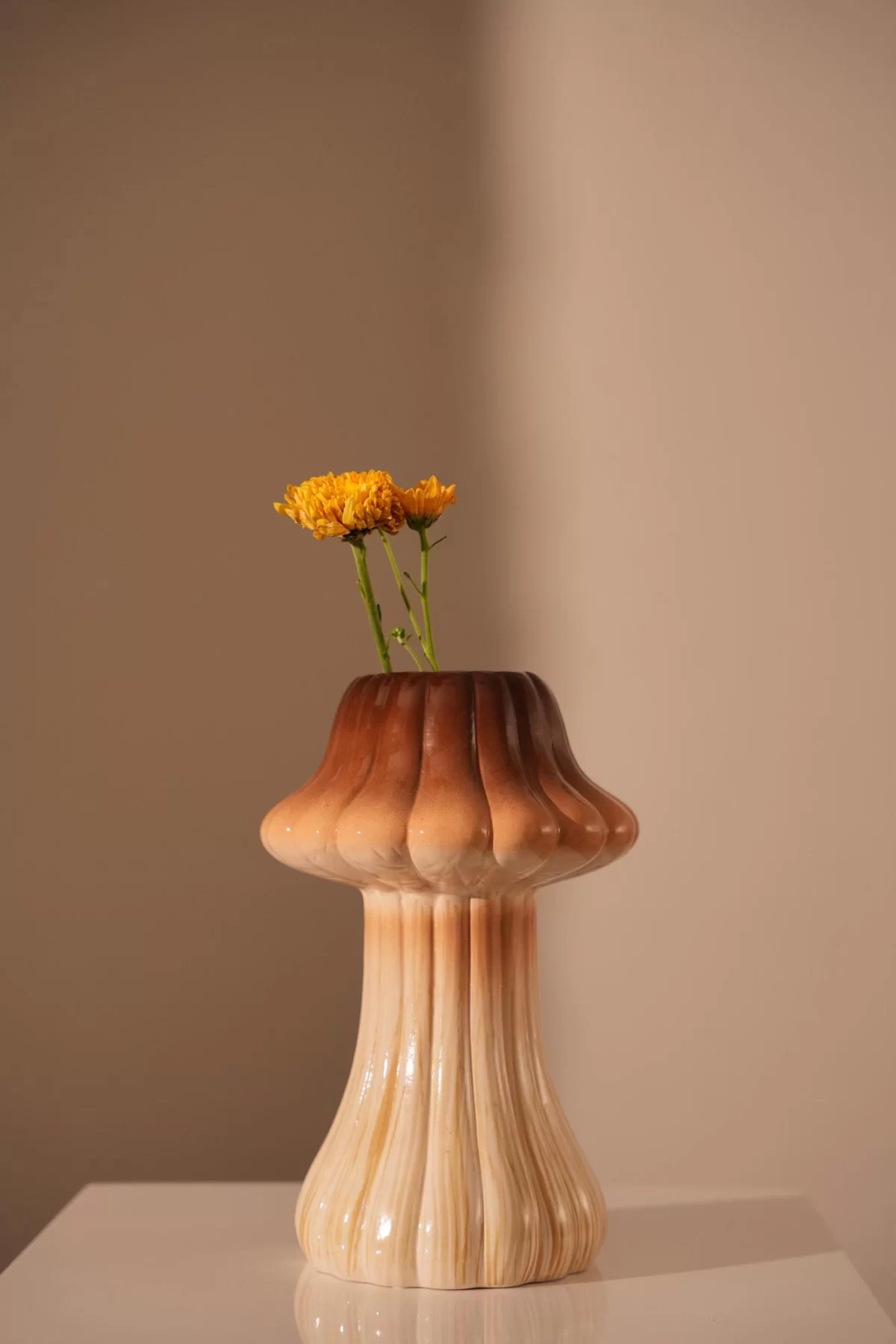 Vase Toadstool 1 Lines 28.5cm brown - Image 2
