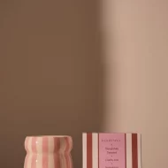 Cabana Lavender Striped Ceramic 
Candle - Grecian Sand Boxed