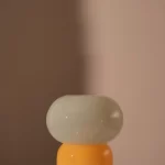 Glass lamp, yellow/mint, 13,5xø12 cm