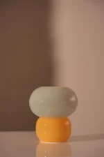 Glass lamp, yellow/mint, 13,5xø12 cm