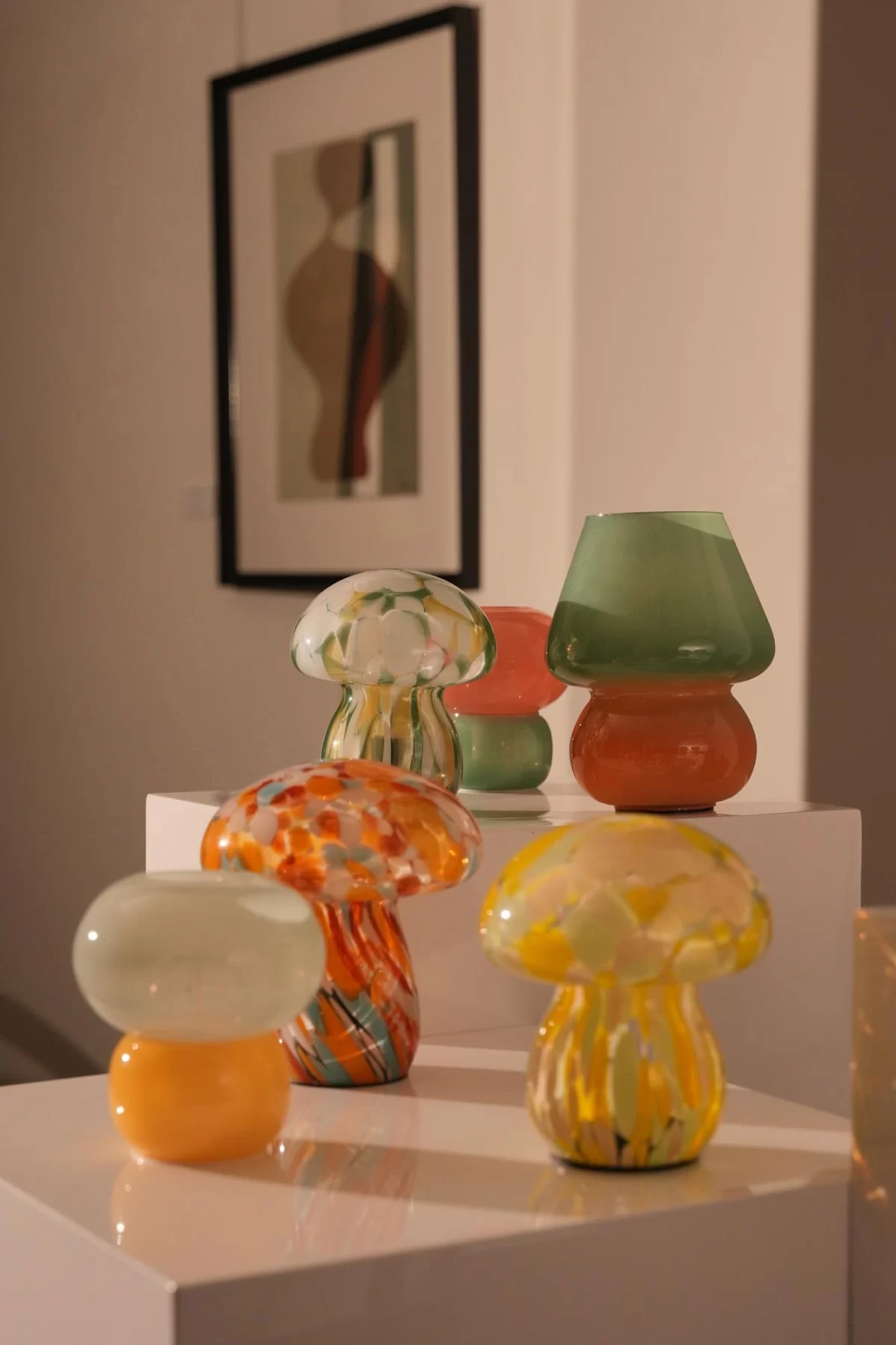 Glass lamp, yellow/mint, 13,5xø12 cm - Image 2