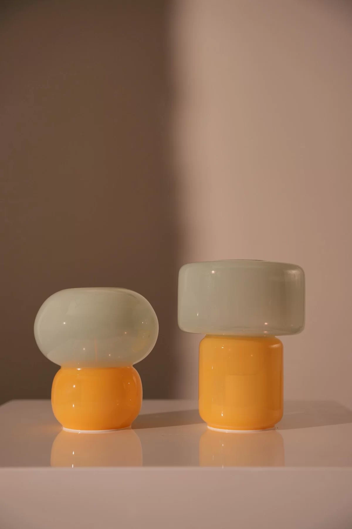 Glass lamp, yellow/mint, 13,5xø12 cm - Image 3