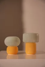 Glass lamp, yellow/mint, 13,5xø12 cm - Image 3