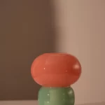 Glass lamp, pink/petrol, 13,5xø12 cm