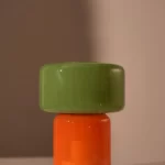 Glass lamp, green/orange, 16xø12,5 cm