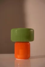 Glass lamp, green/orange, 16xø12,5 cm