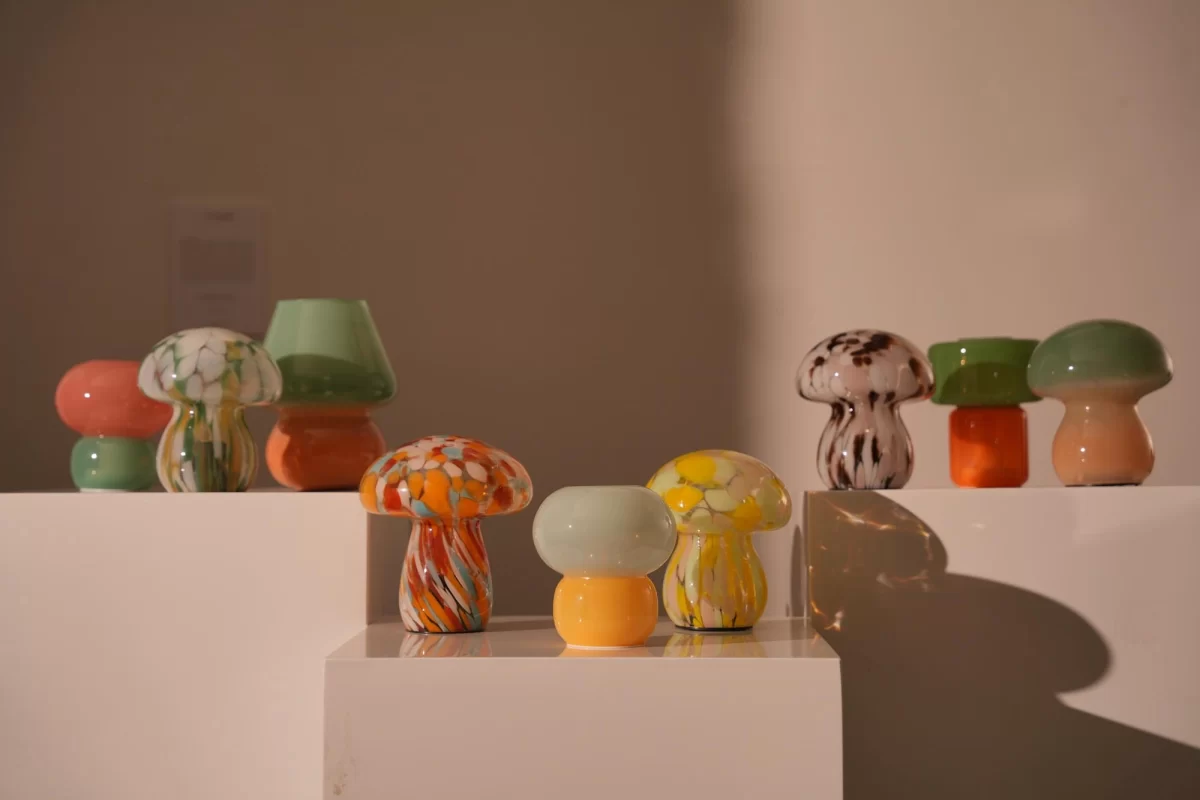 Glass lamp, green/orange, 16xø12,5 cm - Image 3