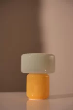 Glass lamp, yellow/mint, 16xø12,5 cm