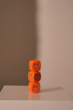 Candle Stick Die Polyresin Orange 7.5x7.5x22.5cm