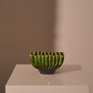 Ceramic fakir vase low green brown