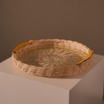 Round Tray - Yellow Leather Handle