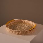 Round Tray – Yellow Leather Handle