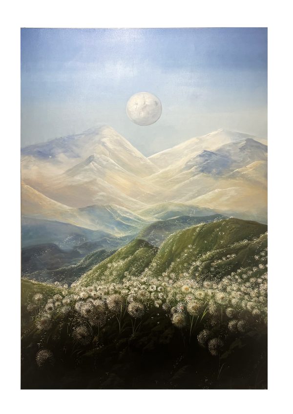 MONTAINS IN BLOOM ACRYLIC AND OIL ON LINEN - Dimensions: 240 x 155 cm